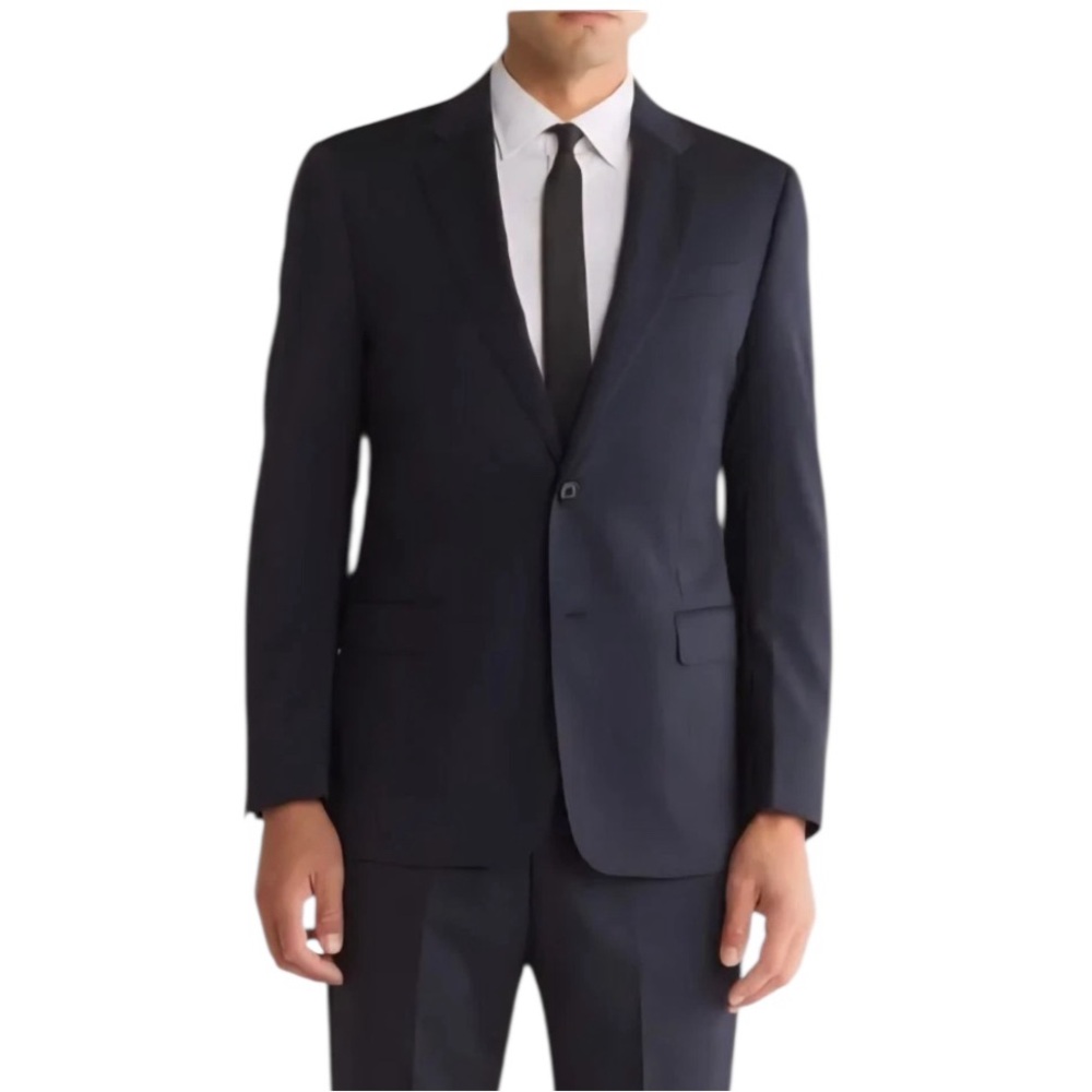 Armani Collezioni Navy Blue Italy Wool Mens Suit Wedding Guest Blazer Jacket 46